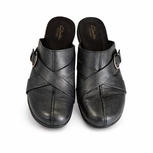 Clarks Artisan Women’s Buckle Pebbled Criss Cross Mules Blue 85127 Sz 8M